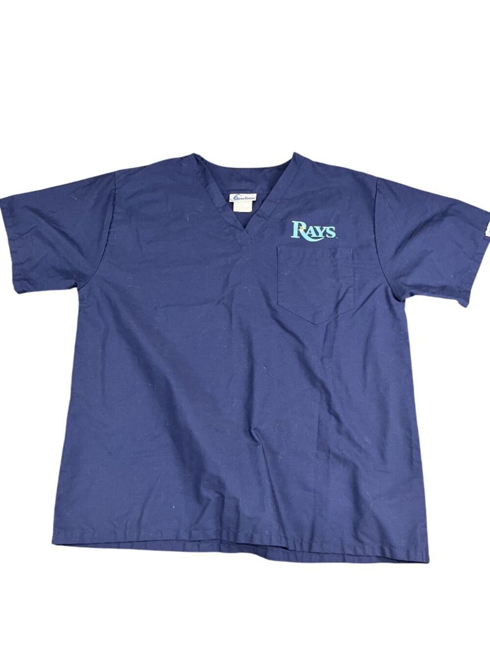 Spectrum Tampa Bay Rays Unisex Navy Blue V-Neck Pocket Scrub Top Size L